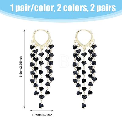 FIBLOOM 2 Pairs 2 Colors Dyed Natural Quartz Crystal Chips Tassel Earrings EJEW-FI0001-85-1