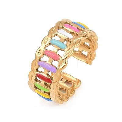304 Stainless Steel Cuff Open Rings for Women RJEW-I113-02G-03-1