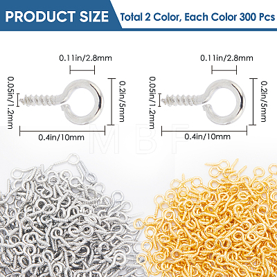 SOFPLATE 600Pcs 2 Colors Iron Screw Eye Pin Peg Bails IFIN-SP0001-06-1