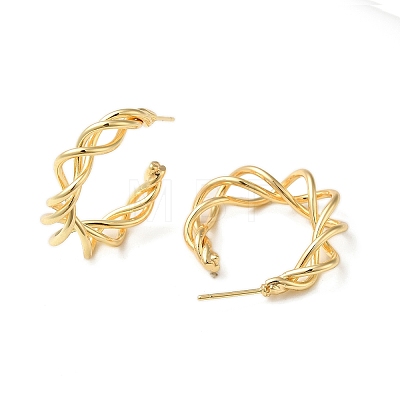 Brass Wire Twist Stud Earrings EJEW-C070-02G-1
