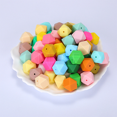 Hexagonal Silicone Focal Beads SI-JX0020A-99-1