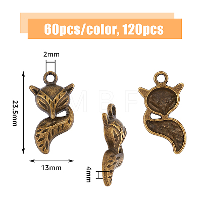 DICOSMETIC 120Pcs 2 Colors Tibetan Style Alloy Pendants TIBE-DC0001-05-1