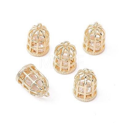 Brass Micro Pave Cubic Zirconia Pendants X-ZIRC-P100-01G-1