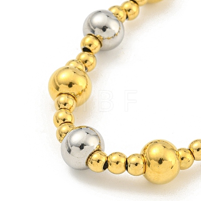 304 Stainless Steel & 201 Stainless Steel Round Beaded Necklaces for Women NJEW-G144-04B-GP-1