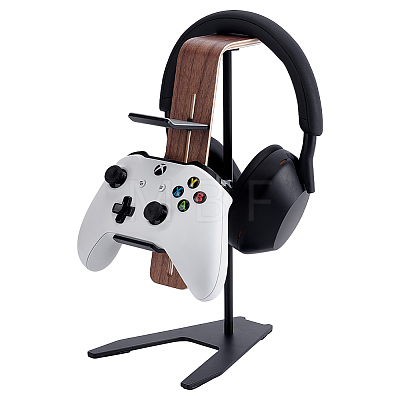 Aluminum Alloy Headset Display Riser Stands with Wood Support ODIS-WH0007-85-1