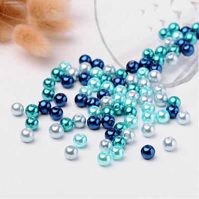 Carribean Blue Mix Pearlized Glass Pearl Beads HY-X006-8mm-03-1