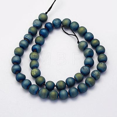 Electroplate Natural Druzy Agate Beads Strands G-G708-8mm-10-1