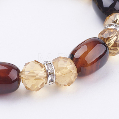 Natural Agate and Glass Stretch Bracelets BJEW-K150-02-1