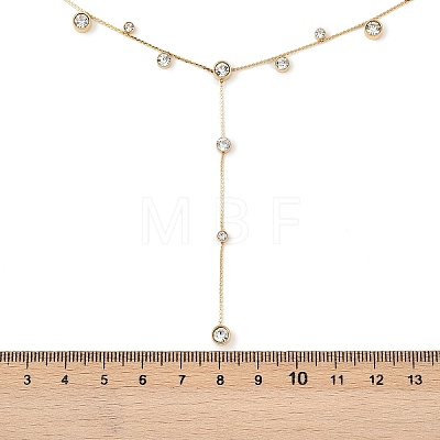 304 Stainless SteelPave Clear Cubic Zirconia Flat Round Link Chain Y Necklaces LS-NJEW-Z088-01G-1