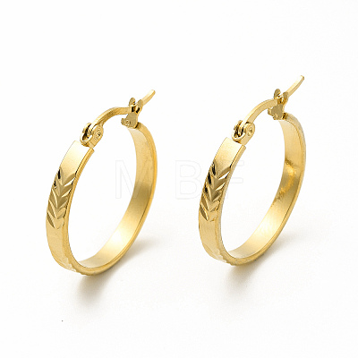 201 Stainless Steel Grooved Arrow Hoop Earrings with 304 Stainless Steel Pin for Women EJEW-M214-15B-G-1