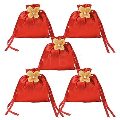 Satin Cloth Drawstring Pouches with Flower ST-CJ0048-001A-1