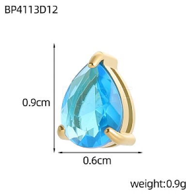 Brass Cubic Zirconia Slide Charms STAS-OY016-04G-1