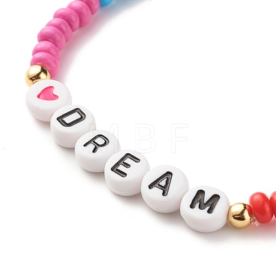 Word DREAM Stretch Bracelets BJEW-JB07524-09-1