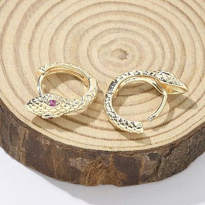 Brass Cubic Zirconia Hoop Earrings EJEW-Q014-09G-1