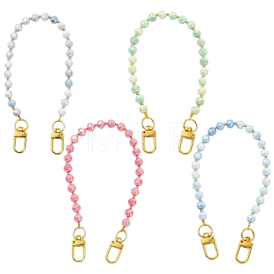 Glass Round Bead Mobile Straps HJEW-YW00517-04-1
