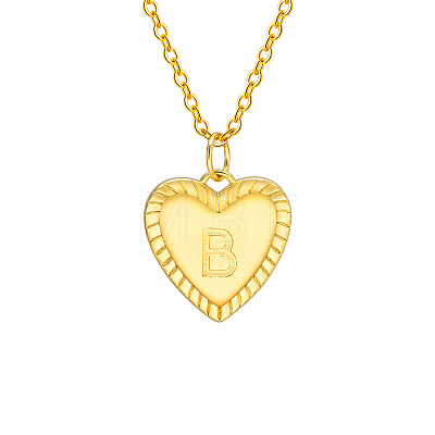 Golden Tone Brass Cable Chain Letter Heart Pendant Necklaces for Women PW-WG67FD6-02-1