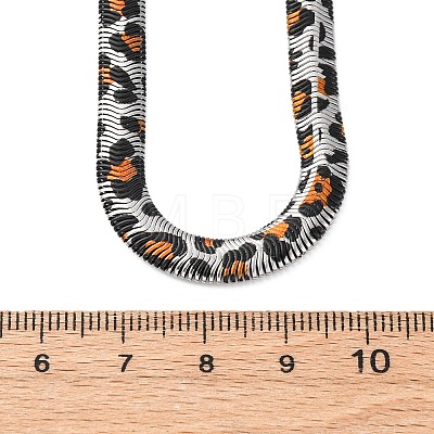 304 Stainless Steel Leopard Print Flat Snake Chain Necklaces for Women NJEW-A044-02B-P-1