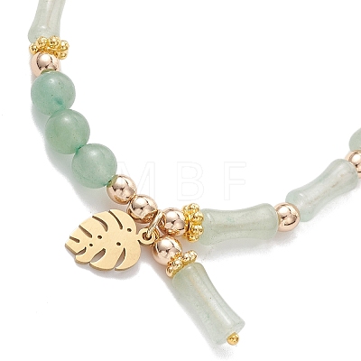304 Stainless Steel Leaf Charm Bracelets BJEW-JB12939-02-1