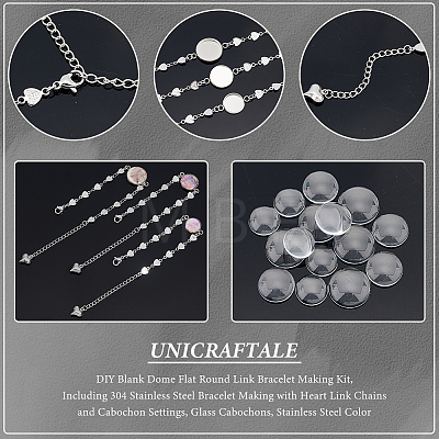 Unicraftale DIY Blank Dome Flat Round Link Bracelet Making Kit DIY-UN0003-84-1