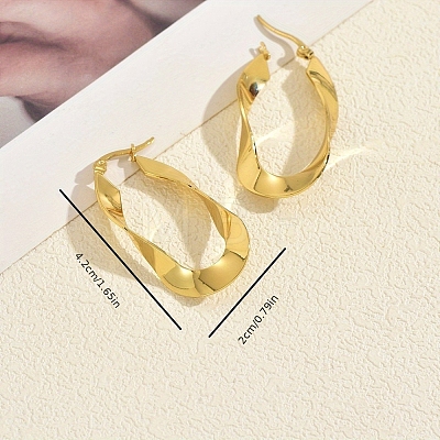 Twisted Oval Stainless Steel Hoop Earrings NI5341-1