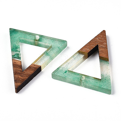 Transparent Resin & Walnut Wood Pendants RESI-ZX017-22-1