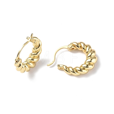 Brass Twist Rope Shape Hoop Earrings for Women EJEW-F296-02G-1
