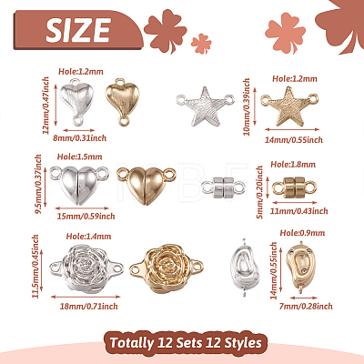12 Sets 12 Styles Brass Magnetic Clasps FIND-TA0002-20-1