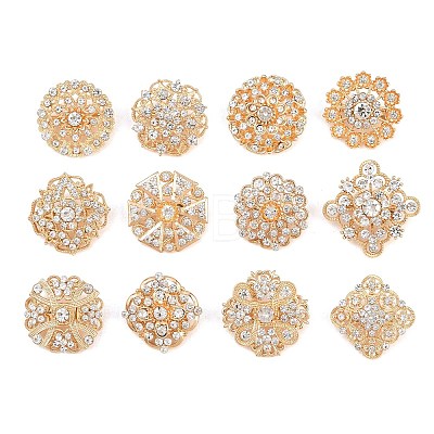 12Pcs Exquistie Rhinestone Brooch JEWB-G047-01KCG-1