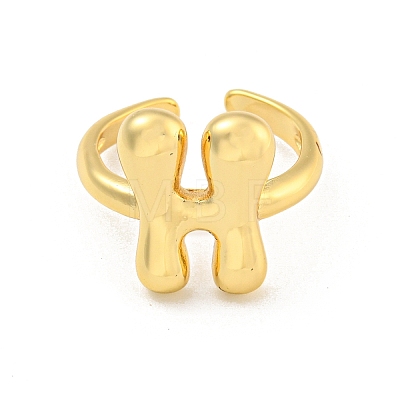 Brass Letter Open Cuff Rings for Women RJEW-G313-01H-G-1