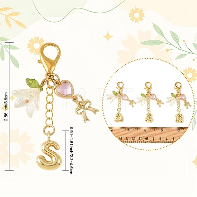 Brass & Alloy & Glass & Acrylic Pendant Decorations HJEW-YW00465-01-1