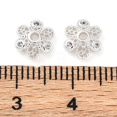 Brass Micro Pave Clear Cubic Zirconia Bead Caps KK-Z089-03S-1