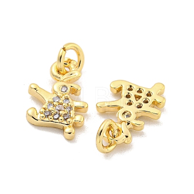 Brass Micro Pave Clear Cubic Zirconia Charms KK-Z044-32G-1