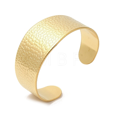 Ion Plating(IP) 304 Stainless Steel Textured Wide Cuff Bangles for Women BJEW-L682-014G-1