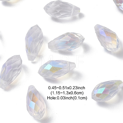 Electroplate Transparent Glass Faceted Teardrop Beads EGLA-YWC0001-01-1