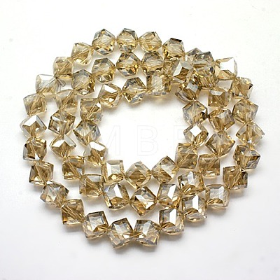 Pearlized Crystal Glass Cube Beads Strands EGLA-F023-A03-1