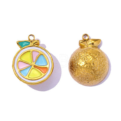 304 Stainless Steel Enamel Pendants STAS-OY017-24G-1