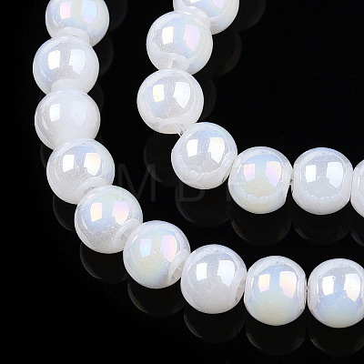 Electroplate Imitation Jade Glass Beads Strands GLAA-T032-J10mm-AB01-1