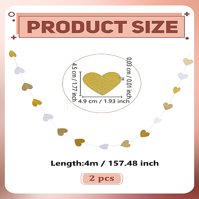 2Pcs Heart Glitter Paper Garland DIY-LP0006-39-1