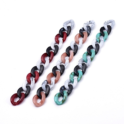 Three Tone Handmade Acrylic Curb Chain Sets AJEW-JB00601-1