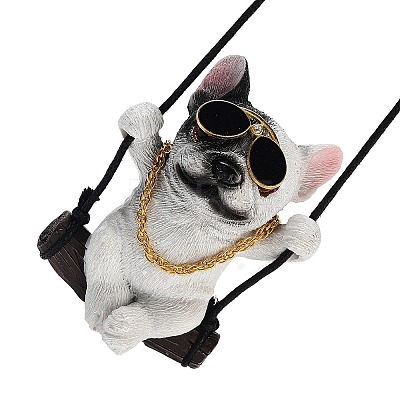 Cute Resin Swinging Bulldog Pendant Decorations HJEW-A010-01B-1