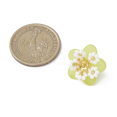 Glass Seed Beaded Flower Pendants PALLOY-MZ01128-03-1