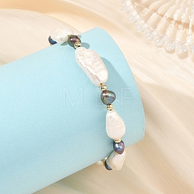 Natural Heishi Pearl Beads Bracelets with 304 Stainless Steel Toggle Clasps for Women BJEW-JB14408-1