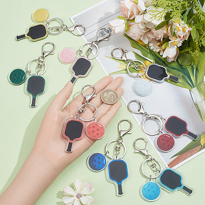 8Pcs 8 Colors Sport Theme Plastic Keychains KEYC-SP0001-72-1