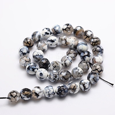 Dyed Natural Agate Faceted Round Beads Strands G-E320C-8mm-07-1