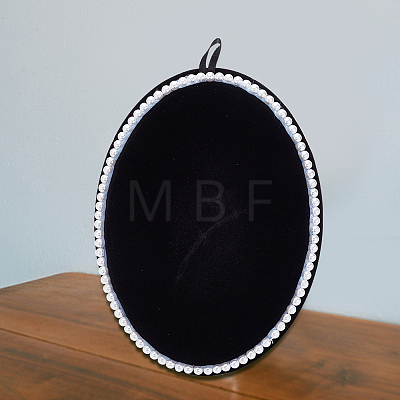 Oval Velvet Cover MDF Jewelry Display Stands ODIS-WH0025-104-1