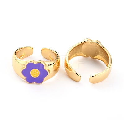 Brass Enamel Cuff Rings RJEW-H543-24G-1