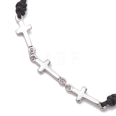 4Pcs 4 Colors 304 Stainless Steel Triple Cross Link Braided Bracelets BJEW-JB10772-1