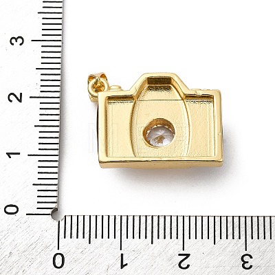 Brass Micro Pave Cubic Zirconia & Enamel Pendants X-KK-Q098-36G-B-1