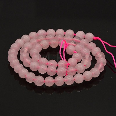 Round Natural Rose Quartz Beads Strands G-N0120-07-6mm-1