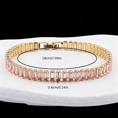 Brass Pave Cubic Zirconia Rectangle Tennis Bracelets for Women UU2091-5-1